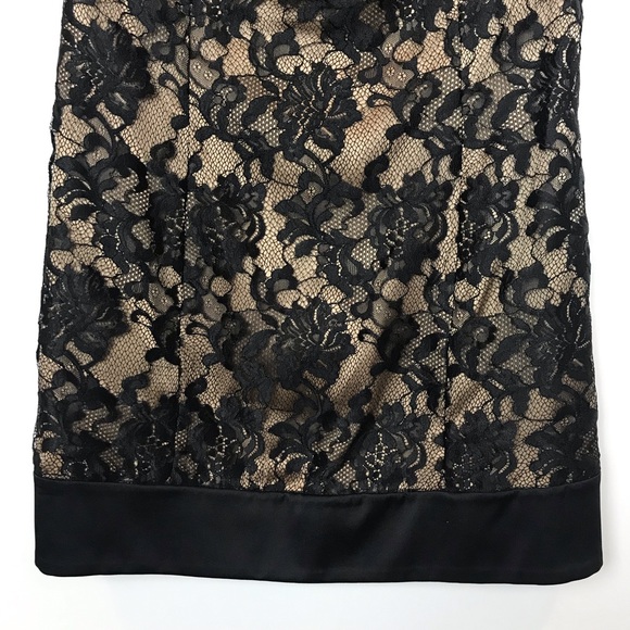 NEW! Bebe Black Lace Satin & Silk Overlay Mini Shift Dress - Picture 3 of 7